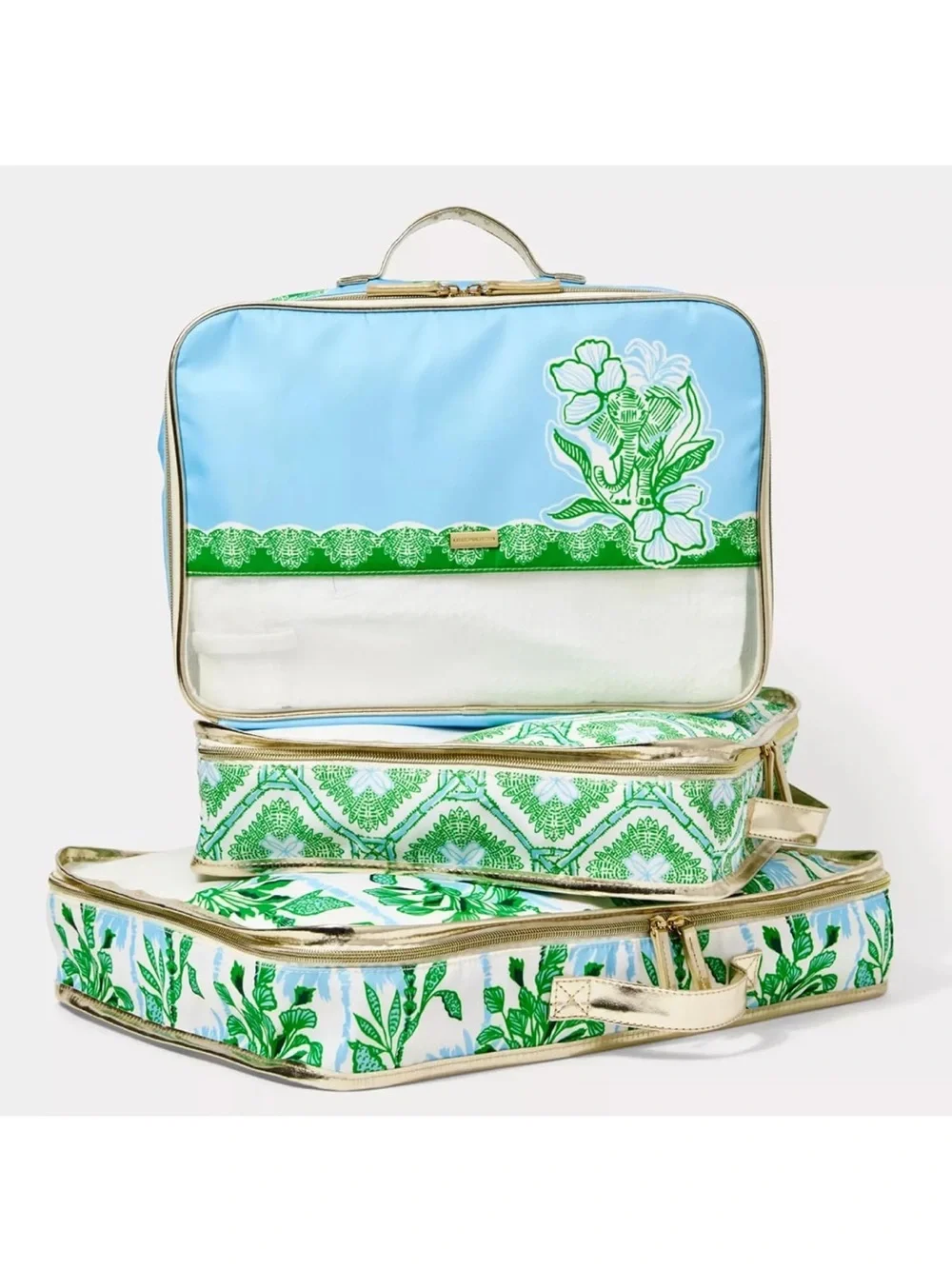 Lilly Pulitzer Green Blue White Floral Packing Cube Set